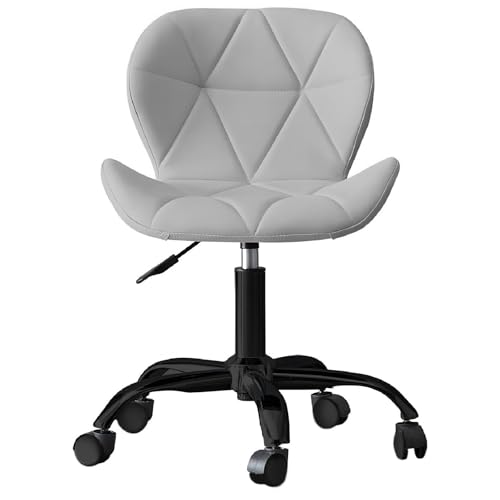 Image of Amazon Brand - Umi Home Swivel Height-Adjustable Faux Leather Office Computer Study Desk Chair for Salon, Spa in Light Grey Color