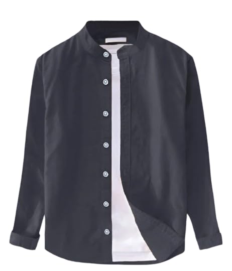 ONLY Casual Men's Front Button Regular Fit Full Sleeve Collar T-Shirt Only, Without Inner, Dark Grey-L in grey