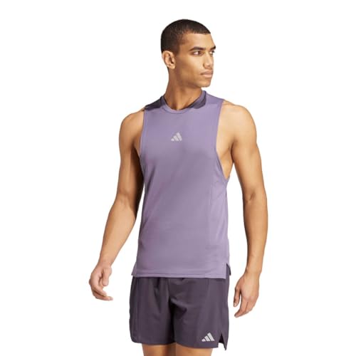adidas Men's Designed 4 Training High Intensity Workout Heat.rdy Tank Top, Shadow Violet, Large