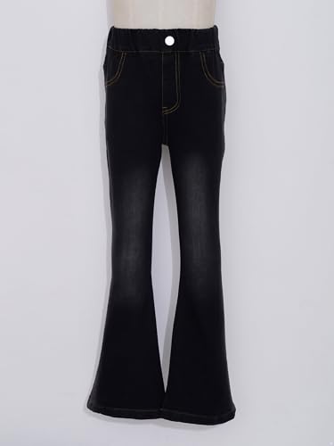 Linjinx Kids Girls Flared Jeans Skinny Denim Pants Elastic Waist Bell Bottoms Washed Denim Trousers Casual Daily Wear3