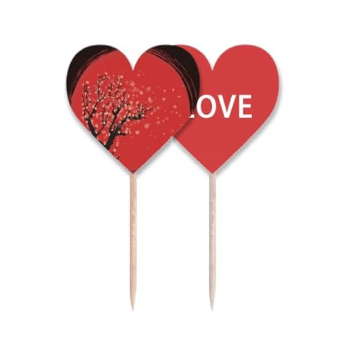 Cure-dents drapeau cœur rouge blanc pour identifier facilement vos cupcakes