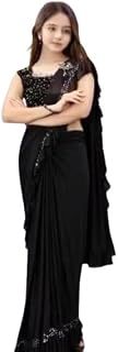 PRIYAN FASHION Adorable Glamorous Tissue Saree Set for Baby Girls with Embellished Blouse and Festive Appeal Price In India