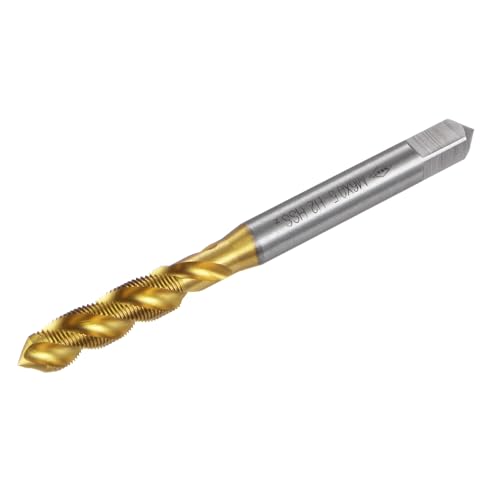 sourcing map Spiral Flute Threading Tap M6 x 0.5, Metric HSS (High Speed Steel) Titanium Plated Machine Thread Screw Tap 3 Flutes Tapping Tool H2 Tolerance
