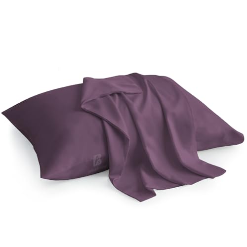 Image of Atiksh Beddings Pack of 2 13x18 Inch Toddler Travel Pillow Cases - 100% Soft Egyptian Cotton, 600 Thread Count with Zipper Closure for Small Travel Pillowcase Cover, Plum