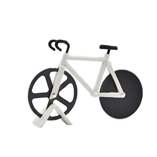 Aisoway Round Bike Pizza Schneidrad Pizza Slicer Sharp Dual-Edelstahl-Motorrad-Trennscheiben Mit Ausstellungsstand (Weiß)