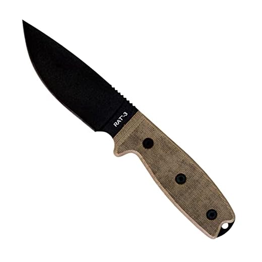 Ontario Knife 8665 Rat-3 Bord uni avec gaine en nylon noir