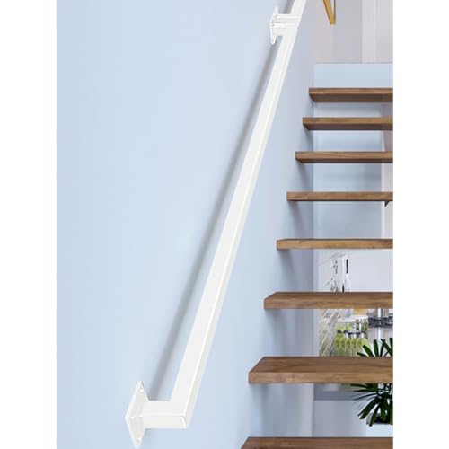 Rampe d'escalier en fer forgé : main courante carrée blanche chic - 4