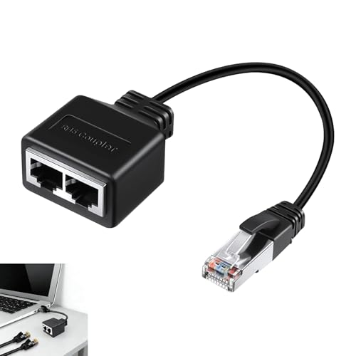 Divisor RJ45, Adaptador 1 a 2 Puertos, Splitter Ethernet RJ45 Macho a 2 Hembra para Cable de Red Cat5 Cat5e Cat6 Cat7, Splitter RJ45 1 Entrada 2 Salidas, Uso Alternativo LAN para Casa y Oficina, 30CM