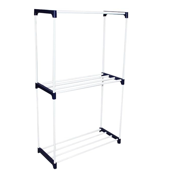 Image of Stainless Steel Clothes Drying Rack for a Small Place Small Clothes | Kids Drying Clothes Stand Drying with Wheels3 Layer Clothes Drying Stand Rack for Balcony(Pack of 1)