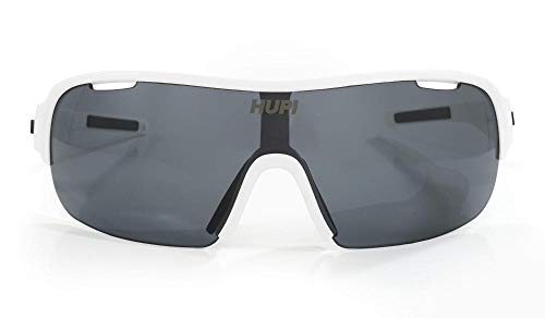 Óculos de Sol para Ciclismo e Corrida Hupi Pacer Branco/preto - Lente Preto, Cor: Branco/preto