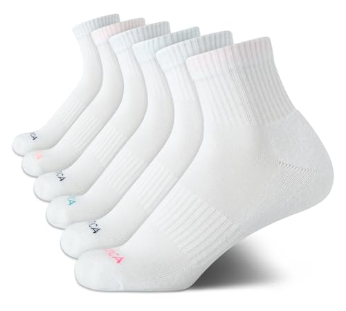 Nautica Womens Quarter Socks - 6 Pack Cushioned Moisture Wicking Athletic Socks for Women for Gym, Running, Sports (4-10)