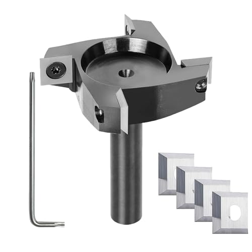 Image of SpeTool Spoilboard Surfacing Router Bit Include 4 Additional Carbide Inserts, 1 /2 inch Shank 2.5 inch Diameter, 4-Wings Planing bit for Wood Slab Flattening
