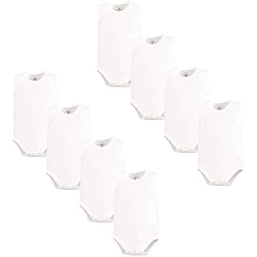 Touched by Nature Unisex Baby Organic Cotton Bodysuits, White Sleeveless, 18-24 Months