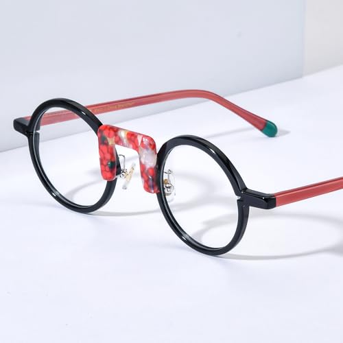 Image of HEPIDEM Multicolor Acetate Glasses Frame Men Women Round Eyeglasses Optical Spectacles 9377