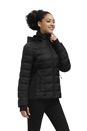 SLOW DOWN Women Down Puffer Jacket Warm Hooded Winter Down Puffer Coat with Faux-Fur Hood & Collar3