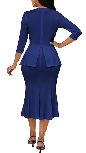 Image of Elegant Church Dress for Women Midi Dresses Work Wear Vintage Pencil Dress for Business Casual Outfits