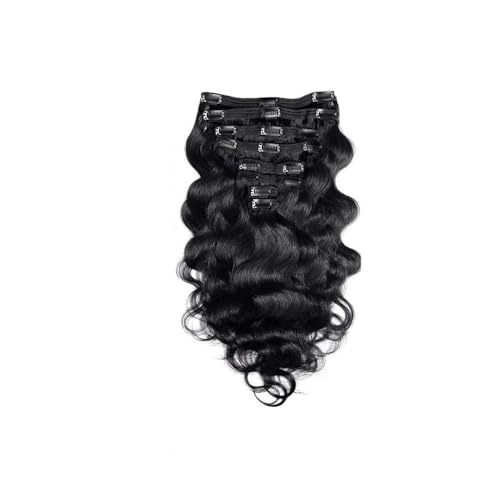 Clip en Extensiones de Cabello Extensiones de cabello con clip Cabello humano Onda del cuerpo brasileño Clip en 8 piezas/juego Clip de color negro natural Ins Cabello Remy 10-26 pulgadas, 120 g/ju