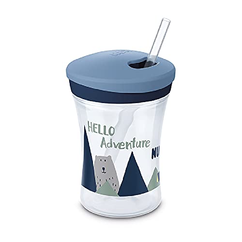 Action Cup Hello Adventure NUK de 230ml con pajita suave de giro simple. Talla: +12 meses de color azul Cover
