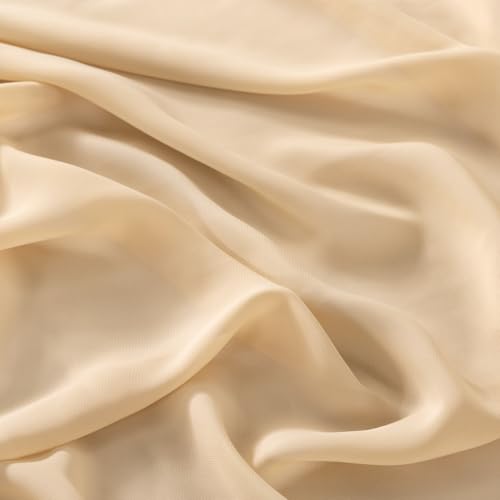 Image of MLMC Champagne Chiffon Fabric by The Yard Pre-Cut Sheer Chiffon Arch Fabric 5 Yards Airy Continuous Draping Panels 60 inch Wide for Wedding Backdrop Craft Ceiling Decor