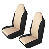seizar シートカバー 2枚セット 運転席助手席セット 通気性 車 座席 カバー 伸縮性 自動車 汚れ防止 普通車 軽自動車 (ベージュ)