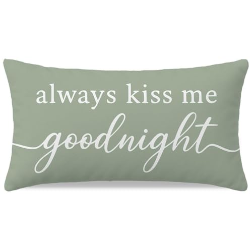 HERHOME Decorative Throw Pillow Cover 12x20 Inch, Always Kiss Me...