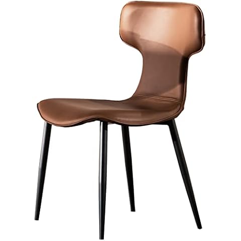 ZFRXIGN Dining Chair Kitchen Home Saddle Leather Leisure Modern Restaurant Metal Chair Upholstered Seat With Backrest Hotel Reception Living Room Desk Chair(Color:brown) Cover