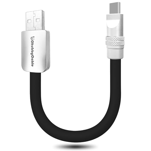 chubbycable Short Silicone USB C Cable, USB A to Type C, 20 inch, Black