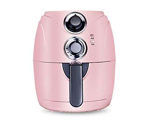 Freidora de Aire Hogar Pequeña Capacidad Automática Inteligente Freidora sin Aceite 2.5L1200W Control de Temperatura Ajustable y Temporizador Mecánico Color: Rosa