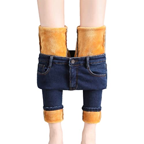 seiveini Jeans Damen Winter Jeans Plüsch Gefüttert Thermohose Straight...
