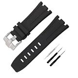 JETHENG Men's Rubber Strap Compatible for 28mm Audemars Piguet Royal Oak Offshore AP 15703 15710 15400 26470 26400 Ladies outdoor work waterproof silicone watch band wrist strap buckle (Black Band Silver Buckle)