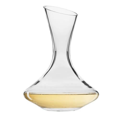 Krosno Essence Collection, decanter per vino angolato, 750 ml, in cristallo di alta qualità, realizzato a mano, design elegante obliquo, ideale per l'aerazione del vino rosso, artigianato europeo