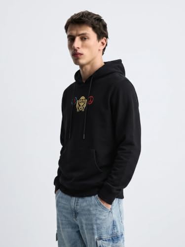 Image of The Indian Garage Co Men Regular Fit Typography Overhead Hooded Sweatshirt