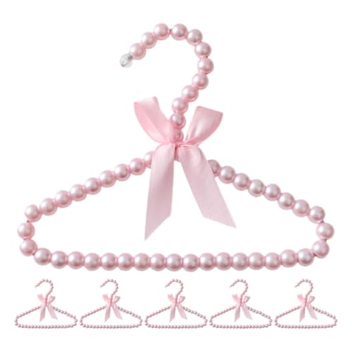 OUNONA Small Pearl Hanger 6pcs Baby Pet Dog Clothes Beads Hangers Mini Pearl Bow Clothes Coat Hangers Organizer for Kids Pet Cat Dogs Baby Clothes