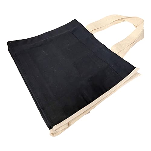 Sona G Designs 17" Two Tone Cotton Canvas Shopping Tote Bag - Custom Personalization Available (Black/Natural - Traditional Monogram) #TOP5