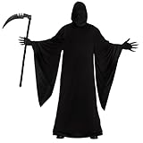 Morph Grim Reaper Costume For Men With Scythe, Adult Grim Reaper Robe, Spooky Halloween Costumes For Men M