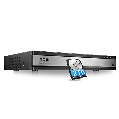 ZOSI Full 1080p HD H.265+ 16 Channel DVR for Home Security Camera, Hybrid 4-in-1 Surveillance CCTV DVR (Analog/AHD/TVI/CVI) with Hard Drive 2TB, Motion Detection, Mobile Remote Control, Alarm Push