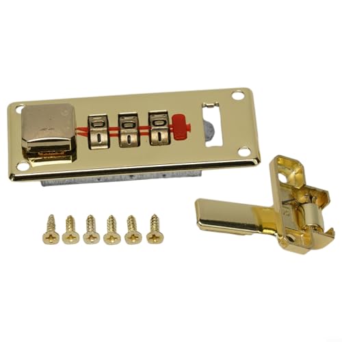 Cerradura de combinación de 65 x 29 mm, juego de metal con tornillos, cerraduras de caja de madera vintage, caja de seguridad para cajas de madera, incluyendo maletas, joyeros, cajas de vino (amarillo