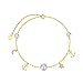 Qinhaixi 9 CT Gold Pearl Anklet, Solid Yellow Gold Moon & Star Anklet con fascino dell'ancora, per donne femminili da donna Mum Sisters, 8 '+1' +1 ' immagine