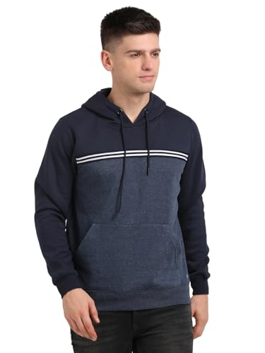 Image of Turtle Men Cotton Stretch Nvay Blue Solid Hooded Sweatshirt || Men's Sweatshirts || Cotton Sweatshirt