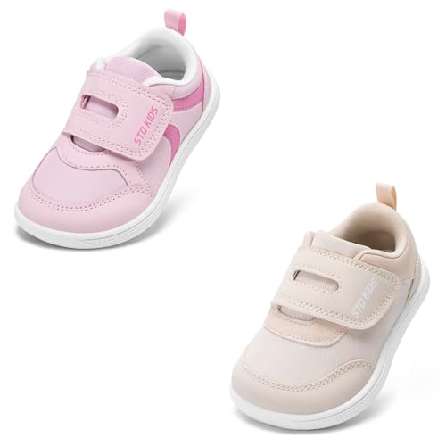 Toddler Wide Toe Box Shoes Girls First Walking Barefoot Shoes Water Pink & Beige Toddler Size 7