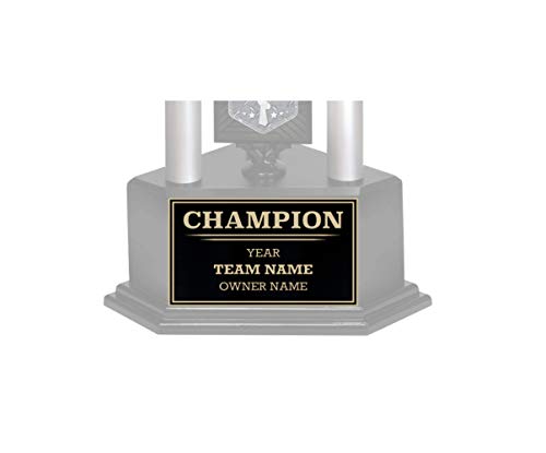 Image of TrophySmack 3 Column Single Winner League Plate - Customizable Engraved League Plate - Fantasy Football Trophy Champion Award Plate (Silver or Black)