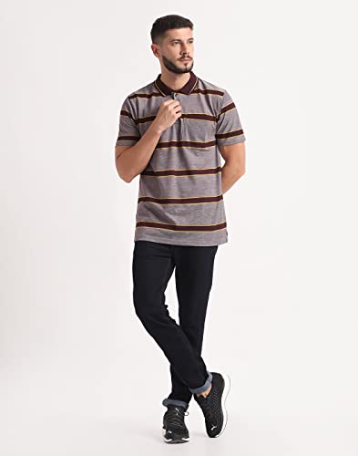 Image of INKKR Striped Men Polo Neck Half Sleeve T-Shirt