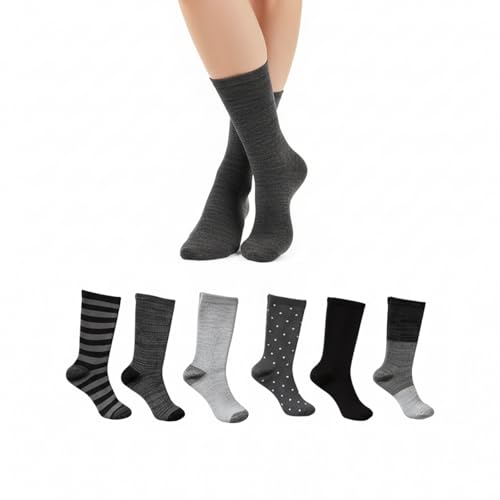 Women's Striped Crew Socks - Breathable 9-11 (6 Pairs)
