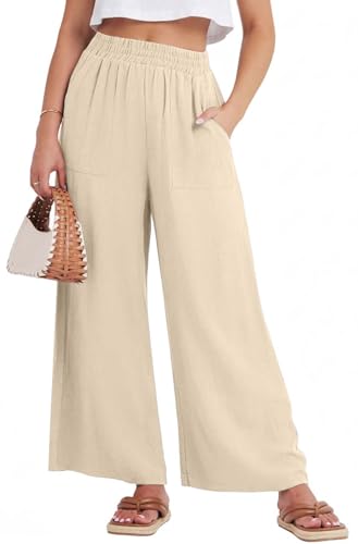 GRECERELLE Linen Trousers for Women Flowy Linen Pants for Women