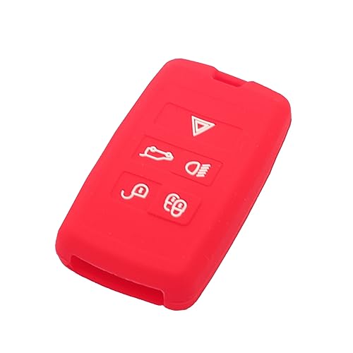 BROVACS Silicone Cover Protector Case Holder Skin Jacket Compatible with LAND ROVER Range Rover Discovery JAGUAR 5 Button Smart Remote Key Fob CV4984 Red - Image 3