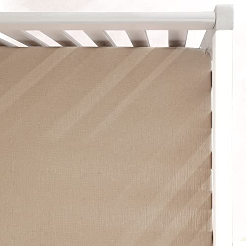 Image of GRSSDER Soft Muslin Crib Sheet 1 Pack, 100% Cotton Crib Sheets with Deep Pocket for Boys and Girls, Fit Standard Crib Mattresses 52" x 28" Safe and Snug, Taupe