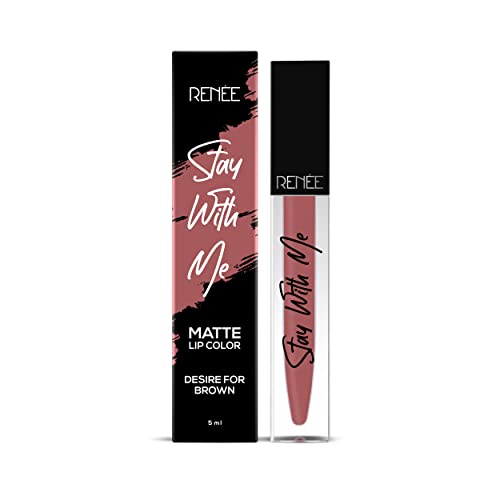 Image of RENEE Stay With Me Matte Liquid Lipstick - Desire for Brown, 5ml| Long Lasting, Light Weight & Non Transfer Formula| Water & Smudge Proof