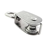 Guifeng Silver 304 Stainless Steel M25 Single Pulley Lifting and Hauling Lifting Ring Pulley Heavy Duty Swivel Hook for Construction Manufacturing Lifting Industry