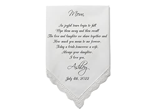 Mother of the Bride Gift, PRINTED, As joyful tears begin to fall, Mother of the Bride Handkerchief,Personalized wedding gift,. LS5FCAC by Snugahug[60]