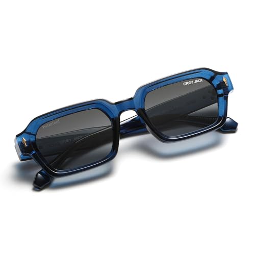 Image of grey jack TR90 Rectangle Polarized Sunglasses for Men Women,Stylish Full Rim Eyewear for UV Protection 21040